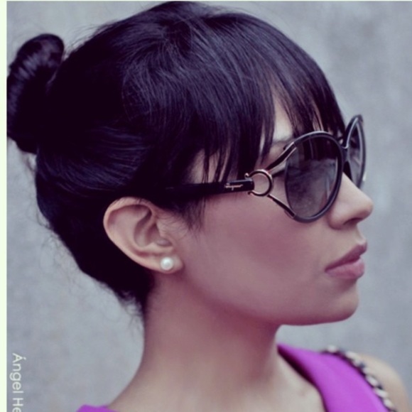 FERRAGAMO Black/Grey Round Sunglasses NEW/AUTHNTIC